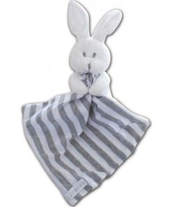 doudou Chatounets Lapin Blanc rayure gris et blanc Pantin - Blanc