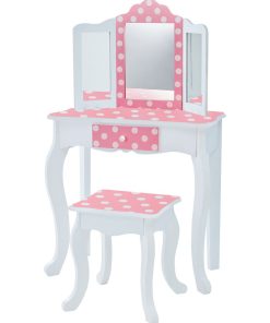 Coiffeuse enfant en bois table maquillage miroir tabouret Fantasy Fields Teamson TD-11670F - Rose
