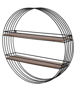 Étagère ronde en métal et bois D45 - Marron