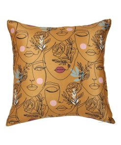 Housse de coussin 40x40 cm Visage moutarde - Jaune