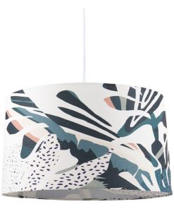 Suspension cylindrique tissu Monstera D40 - Bleu
