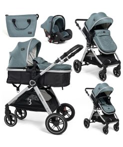 BEBELISSIMO - Poussette combinée trio 3 en 1 - siège auto 0m - jusqu’à 22kg – Nicea - vert - Vert