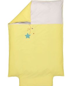 Housse de couette brodée - 100x140 cm - 100% coton bio - 'P'tit Basile' - Jaune or