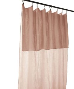 Rideau ajustable avec 8 anneaux pince 140x300 Gaze de coton guimauve - Rose