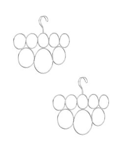 Cintre Porte-écharpes 8 Anneaux - Lot De 2 - argenté