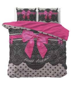 Parure de Lit Double Coton Romantique Déco - Rose