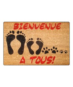 Paillasson coco imprime bienvenue - Marron