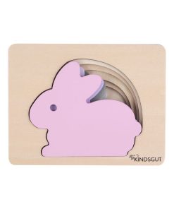 Puzzle animaux lapin en bois multicolore - N/A
