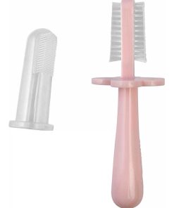 Brosse à dents bébé ergonomique double face - Rose