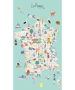 Grande affiche Carte de France (60 x 40 cm) - Vert d'eau