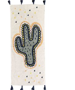 Future Home - Tapis en coton imprimé blanc cactus - Blanc