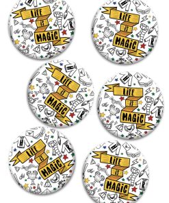 6 Badges Anniversaire 'motfs Sorcier' | Fabrication Française - N/A