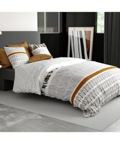 Housse de couette 260x240 Louxor + 2 taies 100% coton 57 fils - Blanc
