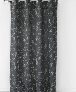 Rideau à œillets 140x260 métallisé Arty line anthracite argent - Gris