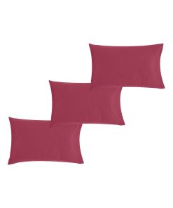 Lot x3 Taies d'oreiller 40x60 cm - 100% coton Bio - 'Ptit Basile' - Violet prune