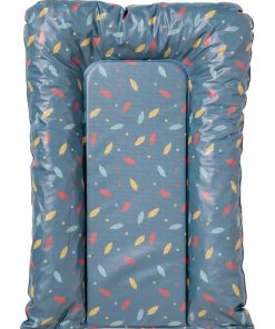 Matelas à langer Flocons 50x70 cm - Plumes fond bleu - Bleu