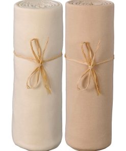 Lot x2 Draps housse bébé 100% jersey Bio peigné - 'P'tit Basile' - Marron cappuccino