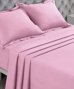 Drap plat uni - rose