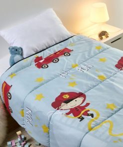 Bleu Câlin - Couette Tempérée Enfant 150x180cm Zippée 2en1 Nomade Sam Pompier - Bleu clair