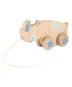 Jouet à tirer en bois rhinocéros - Gris Bleu ciel Gris