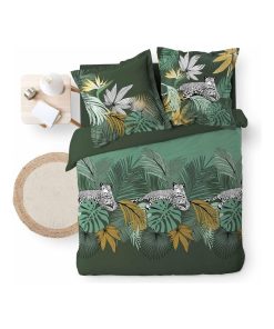 Parure Housse de couette + taie Tropicale Jungle - Vert