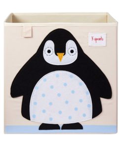 Cube De Rangement Pingouin (33,5 X 33,5 Cm) - Blanc Noir