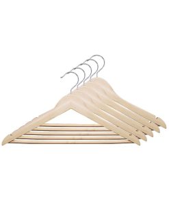 Lot de 5 cintres en bois naturel - bois