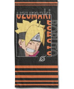 BORUTO - Serviette De Plage Boruto Uzumaki 70x140 cm - 100% Coton - 300 GSM - Noir - Noir
