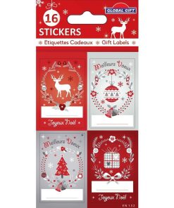 16 étiquettes adhésives de Noël - Couronnes de Noël - N/A