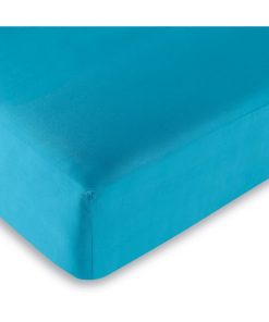 Drap housse 57 fils/cm² toutes dimensions - Bleu turquoise