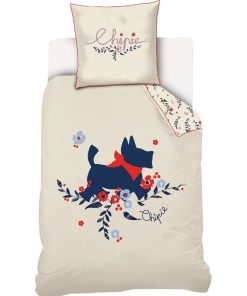 Housse de couette Chipie et Taie d'oreiller - 100% Coton - Ecru