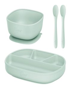Lot vaisselle en silicone pour bébé Tigex - Vert
