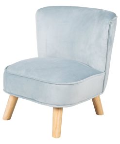 ROBA Mini Fauteuil en Velours "Lil Sofa" - Chaise Enfant avec Pieds en Bois Stables - Bleu Clair - Bleu clair