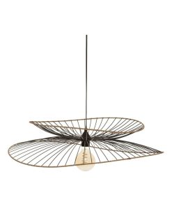 Suspension métal et rotin Alara noir D69.5 - Noir