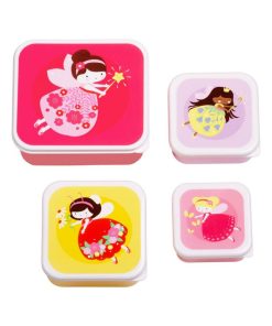 Lot de 4 boîtes à goûter Fée - Rose