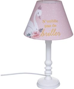 Lampe à poser Princesse pied bois - Rose