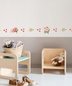 Frise adhésive Fleurs printanières (5 m) - Rose