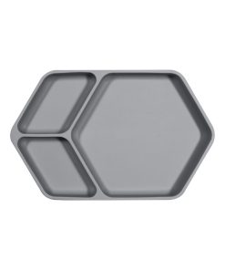 Assiette ventouse carré en silicone - Gris