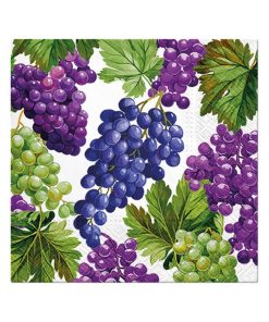 Lot de 20 serviettes en papier 33 x 33 cm Grappe de raisins - Vert