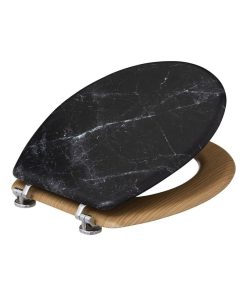 Abattant WC bois zinc noir Lea - Noir