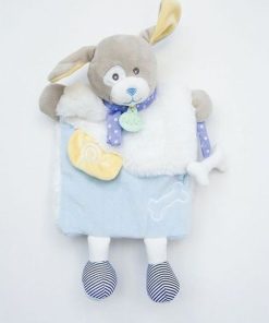 doudou Babynat Chien Bleu Bleu Jaune lettre O BN0282 Les Douillettes Marionnette - Bleu