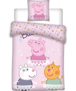 Parure de lit réversible Peppa Pig - Peppa, Suzy et Candy - Rose - 140 cm x 200 cm - Rose
