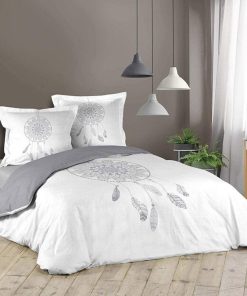 Housse de couette 220x240 + 2 taies Reveline coton - Gris