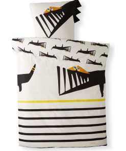 Housse De Couette Crocodile et Taie D'oreiller Crocodile - 100% Percale de Coton - Blanc