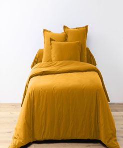 Parure Housse de couette coton uni Passion - Jaune foncé