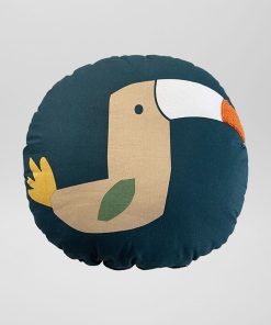 Coussin rond 'Toucan' - Bleu