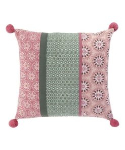Housse de coussin pompons 40x40 cm Catalaya rose coton - Rose