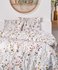 Parure de lit 'fleurie' - 2 personnes - Blanc