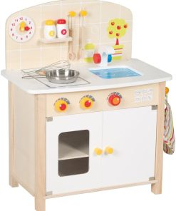ROBA Cuisine Enfant en Bois + Accessoires en Bois et Métal - Dès 3 Ans - Naturel/Blanc - N/A