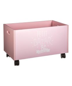 Coffre de rangement à roulettes rose - Rose